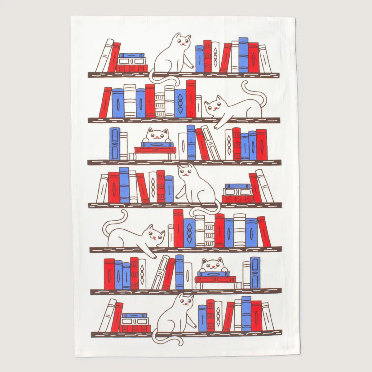 Bookshelf Cat Tea Towel