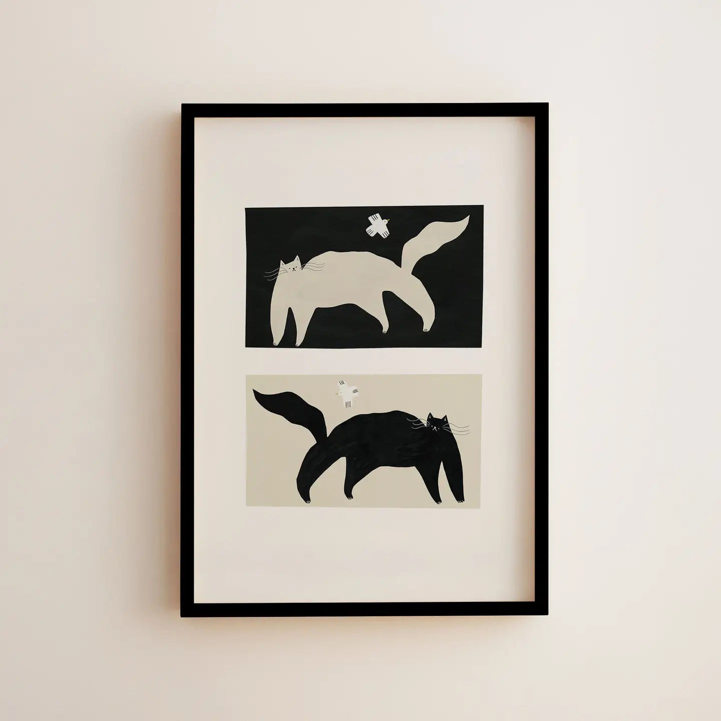 Black and White Cats Print