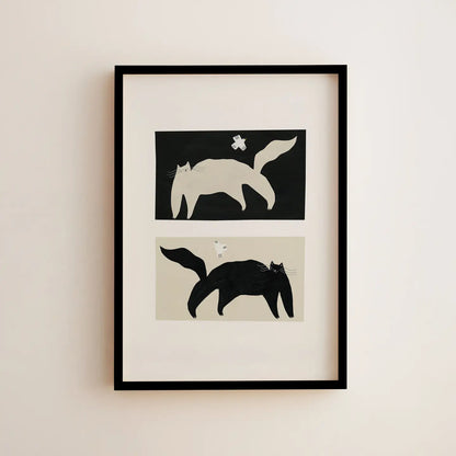 Black and White Cats Print