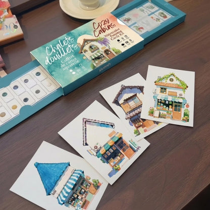 Watercolour Painting Cards Kit - Cozy Cabins