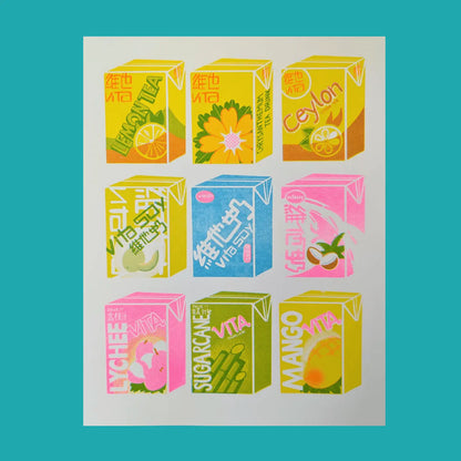Vita Tea Drinks Risograph Print