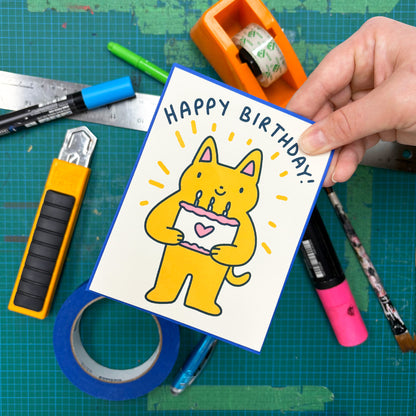 Cake Time Cat Birthday Greeting Card