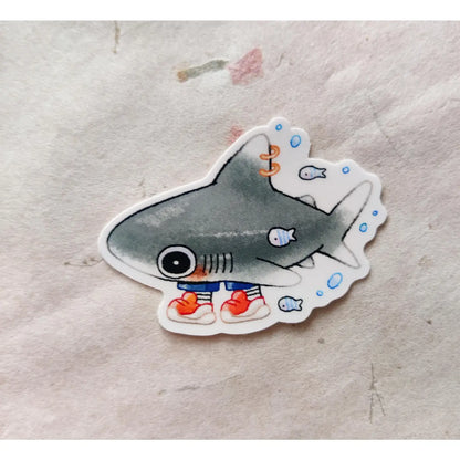 Glossy Sneaker-Head Shark Vinyl Sticker