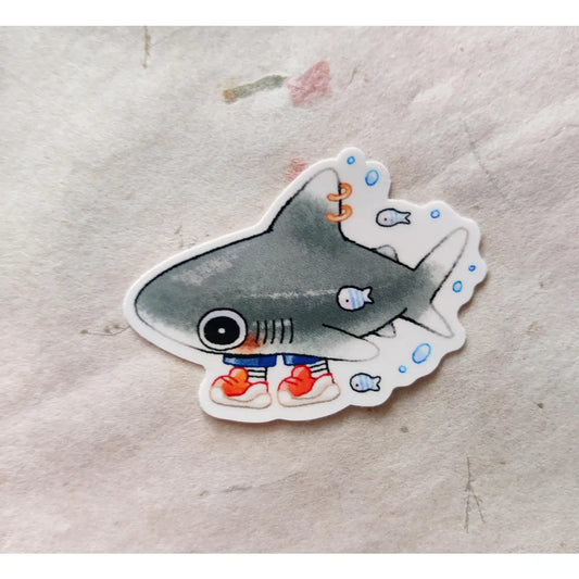 Glossy Sneaker-Head Shark Vinyl Sticker
