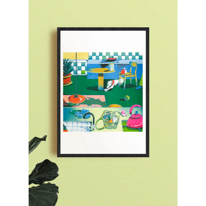 Quad in Quad Room Beya Panicha Risograph A3 Print