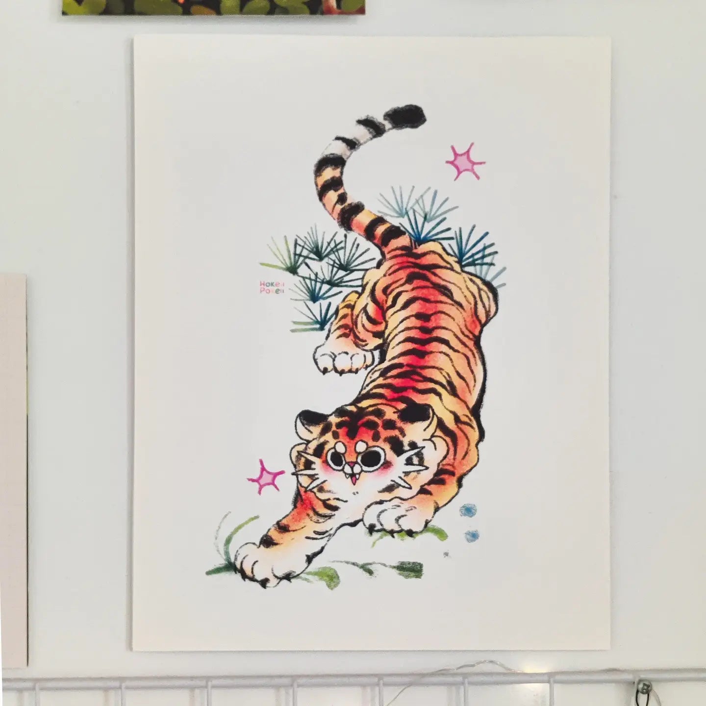Hangry Tiger Large Textured Art Print