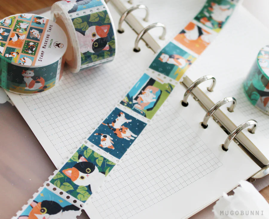 Calico Cat Stamp Large Washi Tape