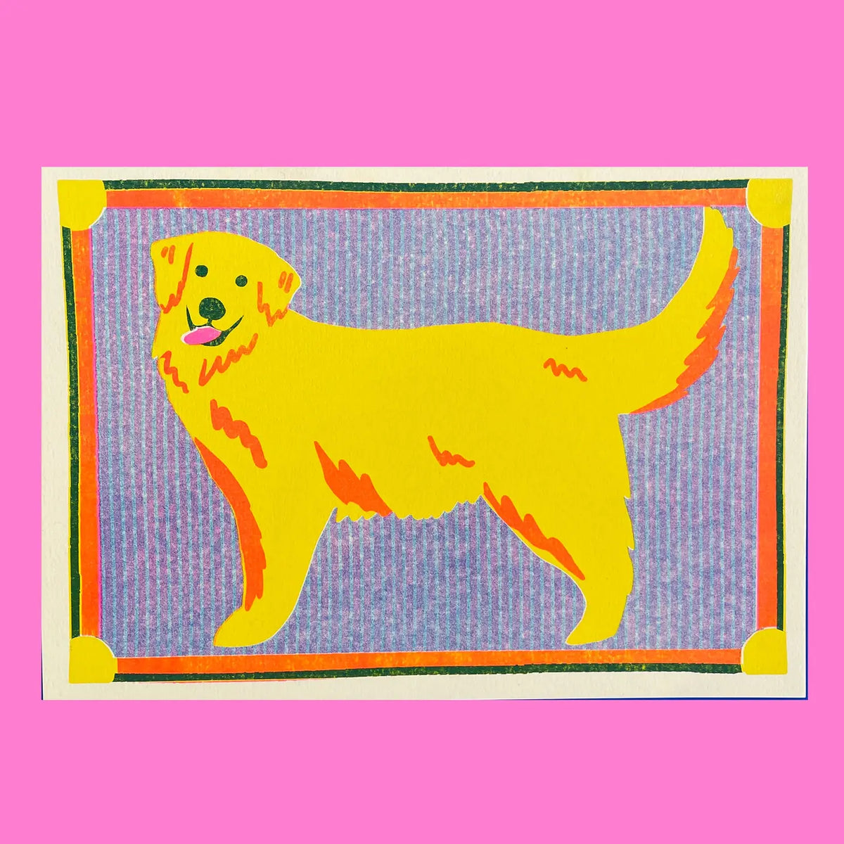 Golden Retriever Mini Risograph Print