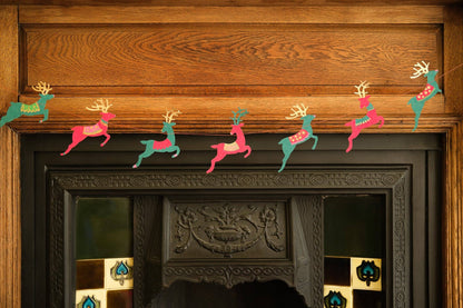 Bright Reindeer Sewn Garland