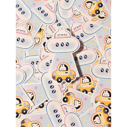 Holographic Ufo Bunny Abduction Vinyl Sticker