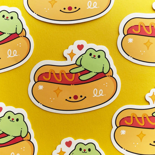Hot Dog Frog Vinyl Sticker
