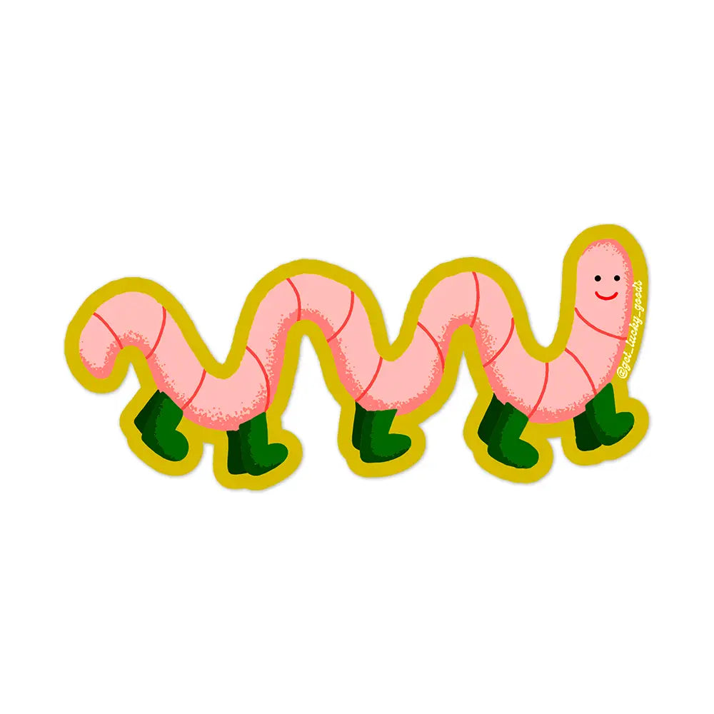 Worm with Boots Sticker