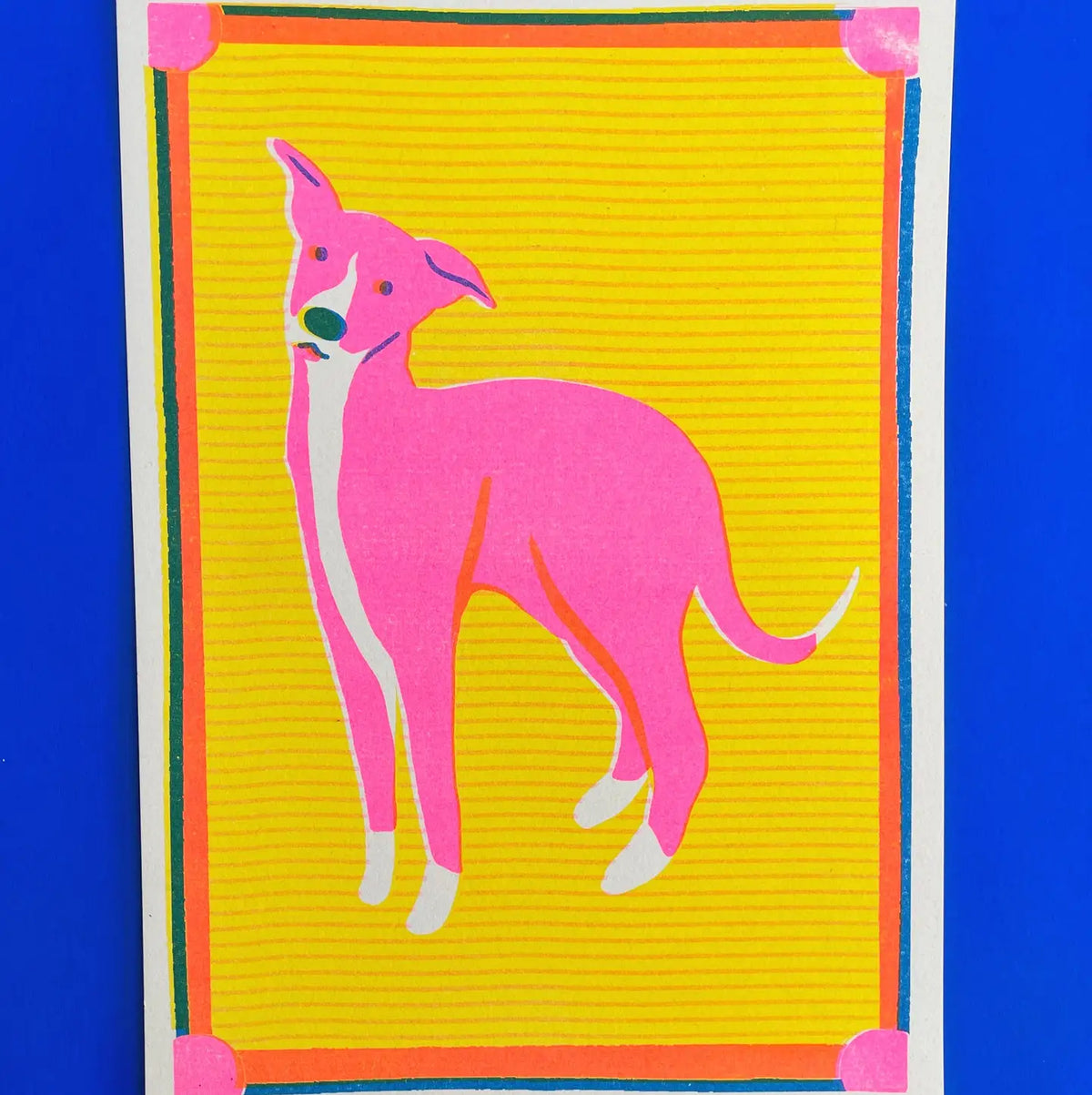 Whippet Mini Risograph Print