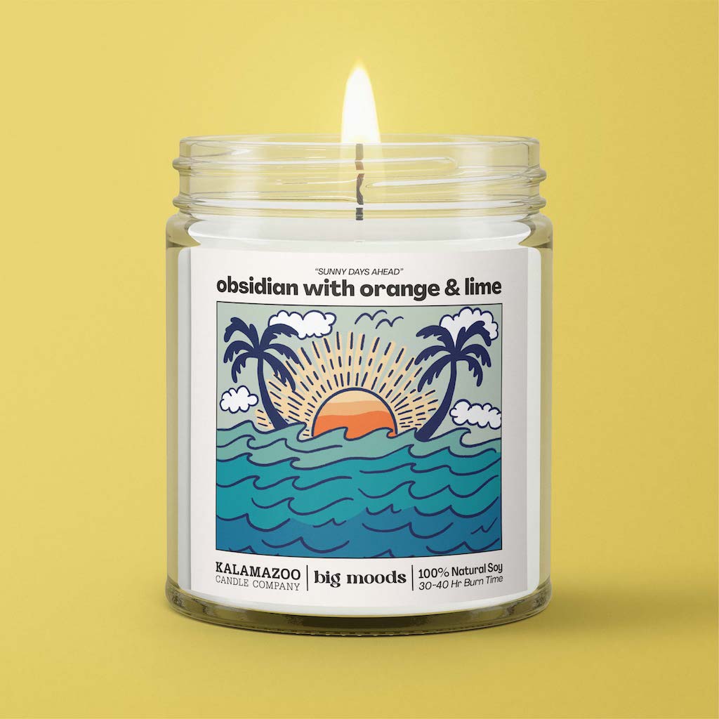 "Sunny Days Ahead" Obsidian w/ Orange & Lime Soy Candle