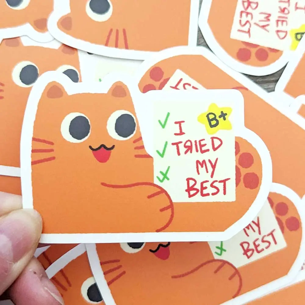 I Tried Orange Cat Vinyl Sticker