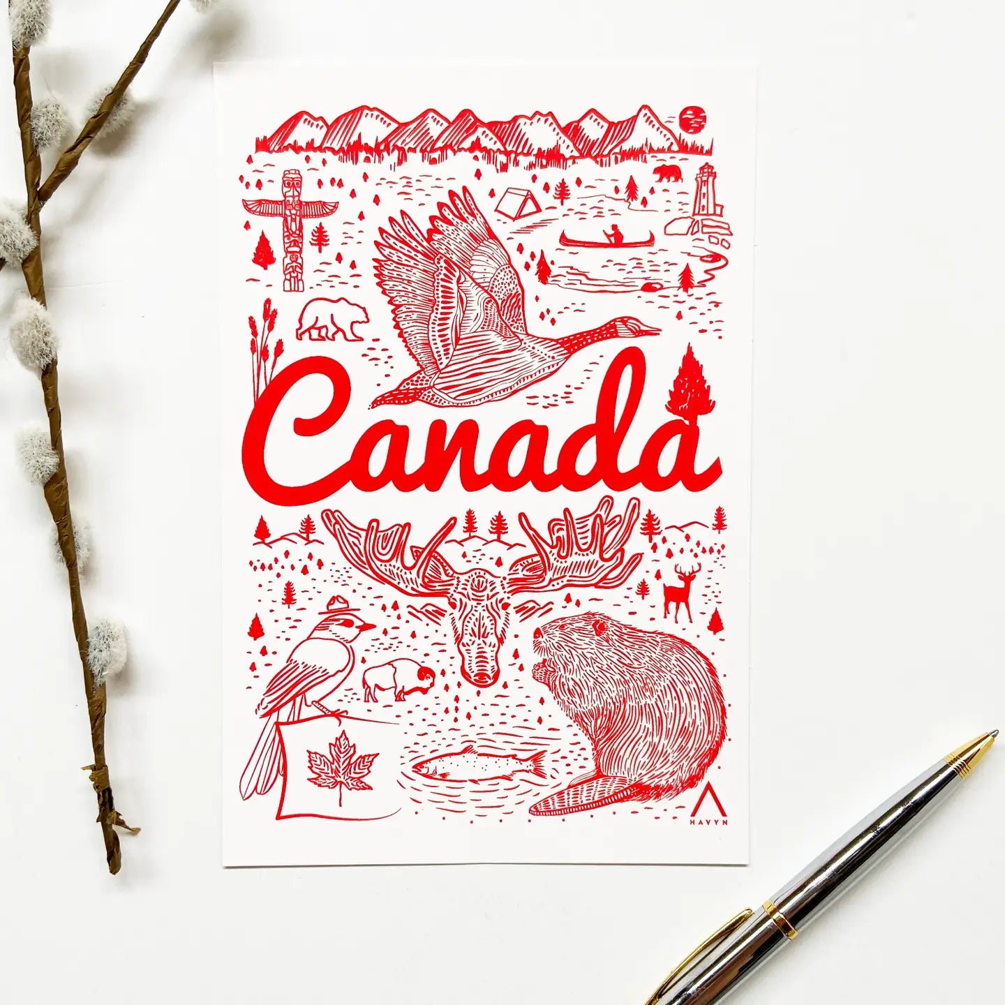 Canada Symbols 6x9 Postcard