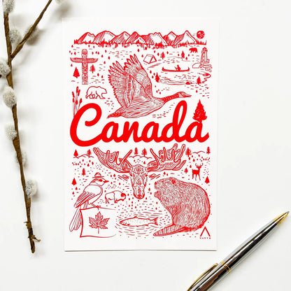 Canada Symbols 6x9 Postcard