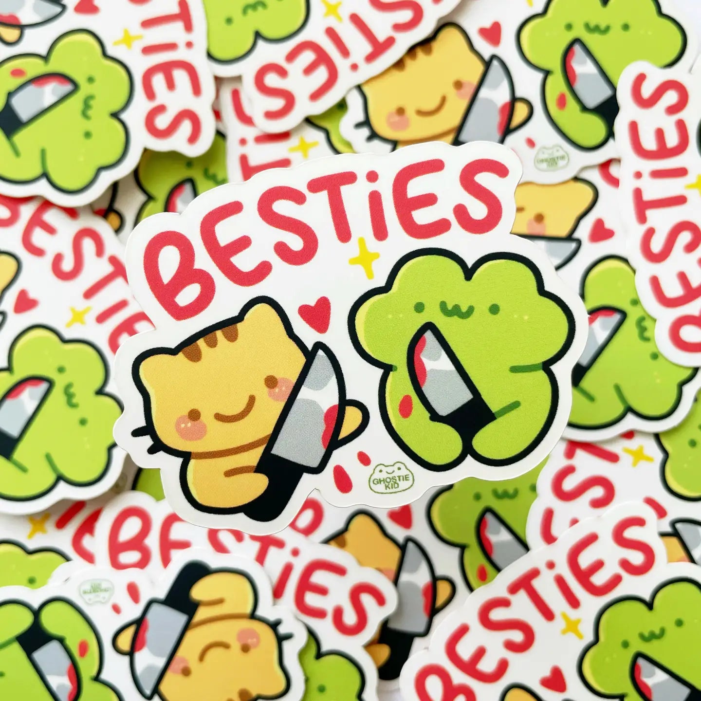 Besties Frog and Cat Vinyl Sticker
