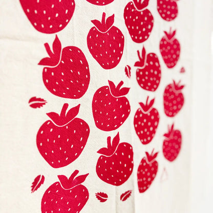 Strawberries Organic Tea Towel Red