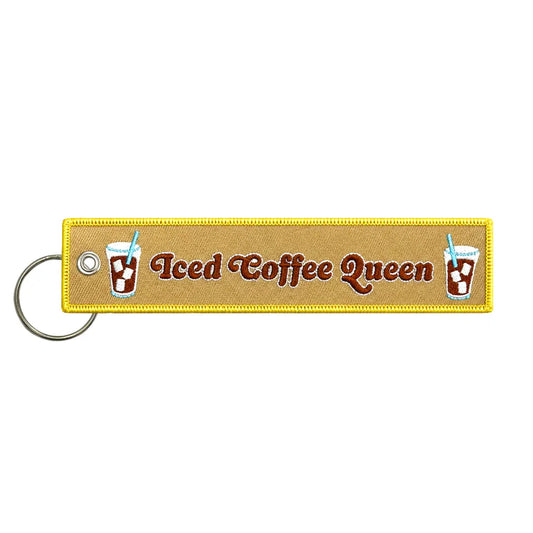 Iced Coffee Queen Embroidered Keychain