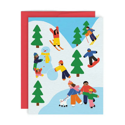 Plein Air Skiing Holiday Greeting Card