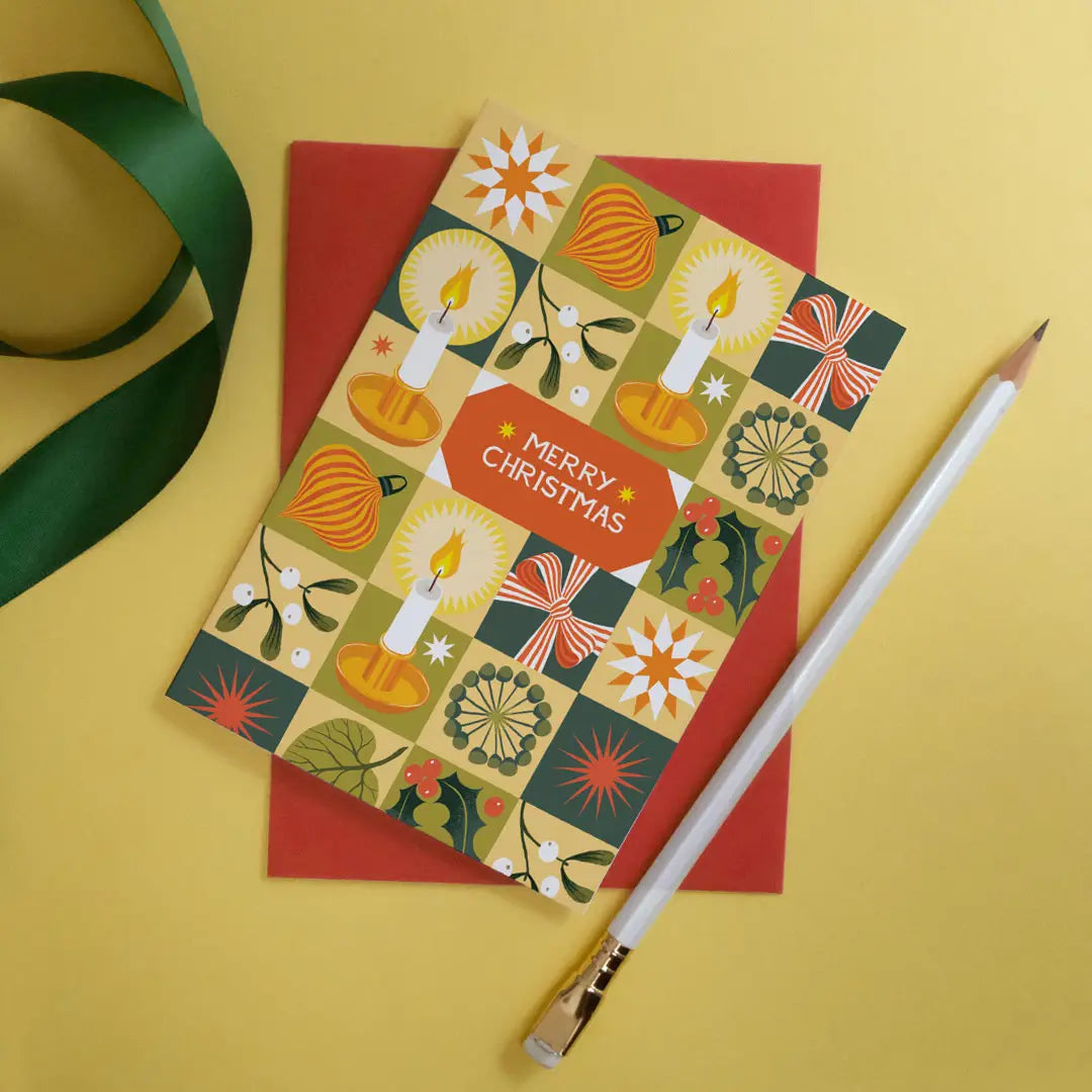 Christmas Chequerboard Greeting Card