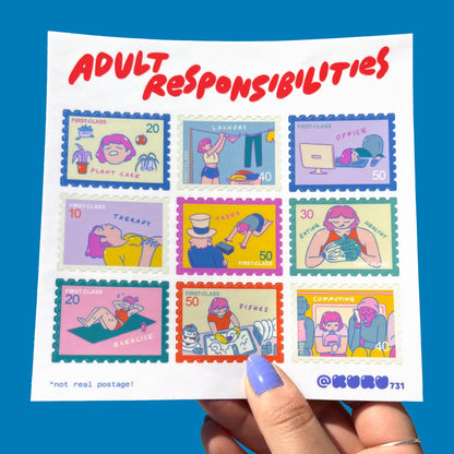 Adult Responsibilities Stamp Sticker Sheet