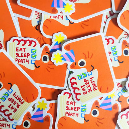 Orange Cat Party Checklist Vinyl Sticker