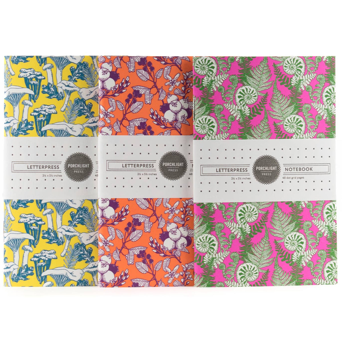 Set of 3 Pocket Letterpress Notebooks - Forest Foraging Series