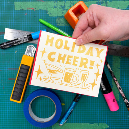 Gold and Booze Holiday Cheer Greeting Card 2025