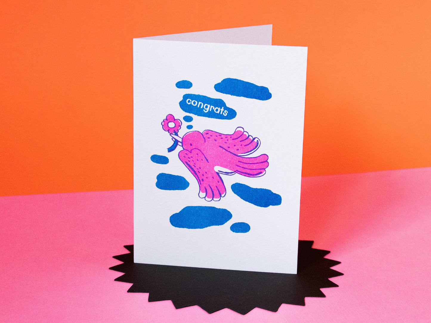 Congrats Baby Bird Risograph Greeting Card