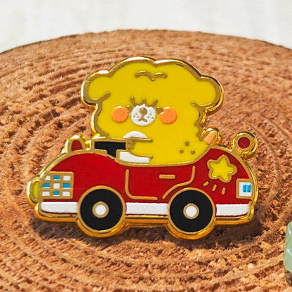 Mini Driving Race Car Enamel Pin