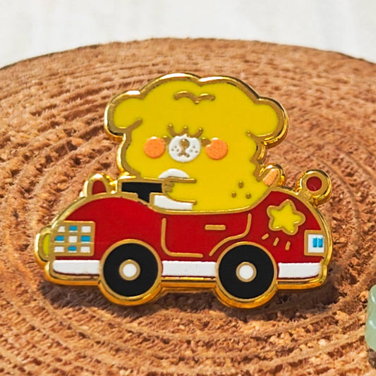 Mini Driving Race Car Enamel Pin