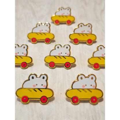 Mouse in Baguette Car Enamel Pin