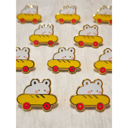Mouse in Baguette Car Enamel Pin