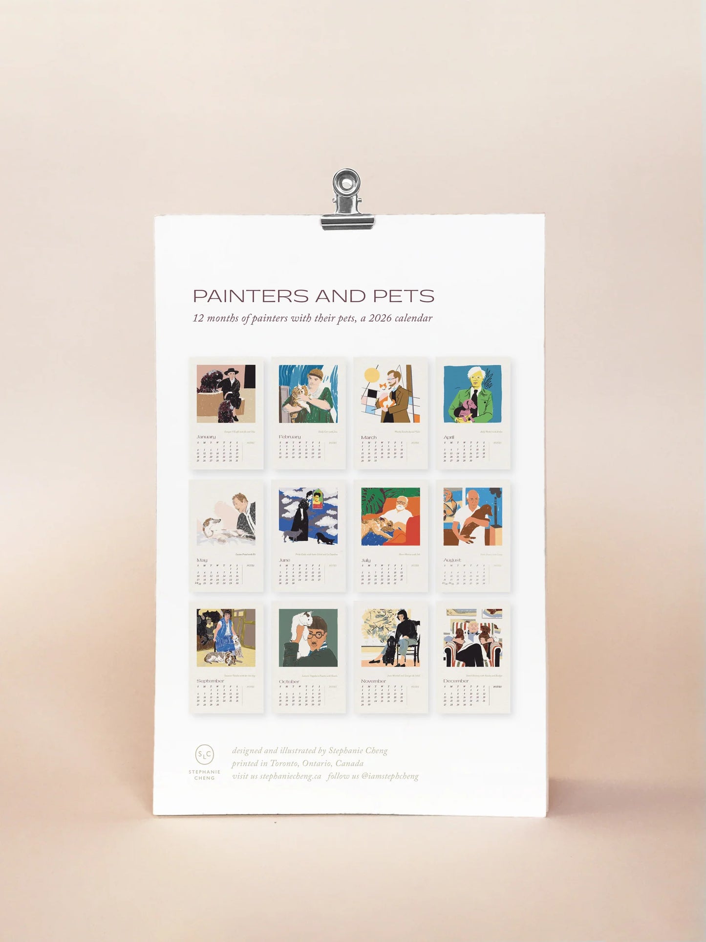 Painters and Pets 2026 Desk Calendar