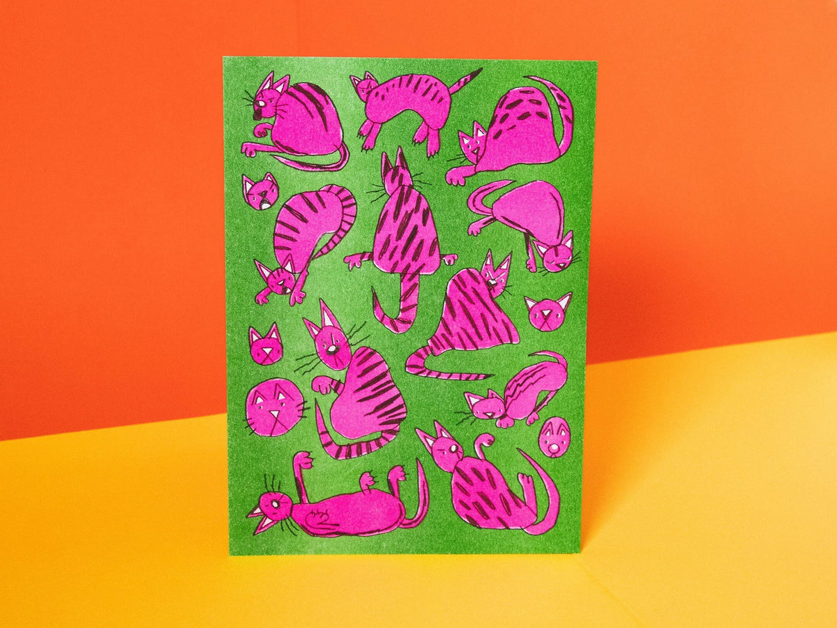 Cat-Shaped Risograph Print