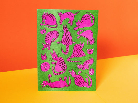 Cat-Shaped Risograph Print