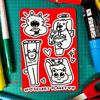 Hungry Pets Sticker Sheet