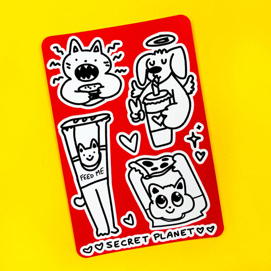 Hungry Pets Sticker Sheet