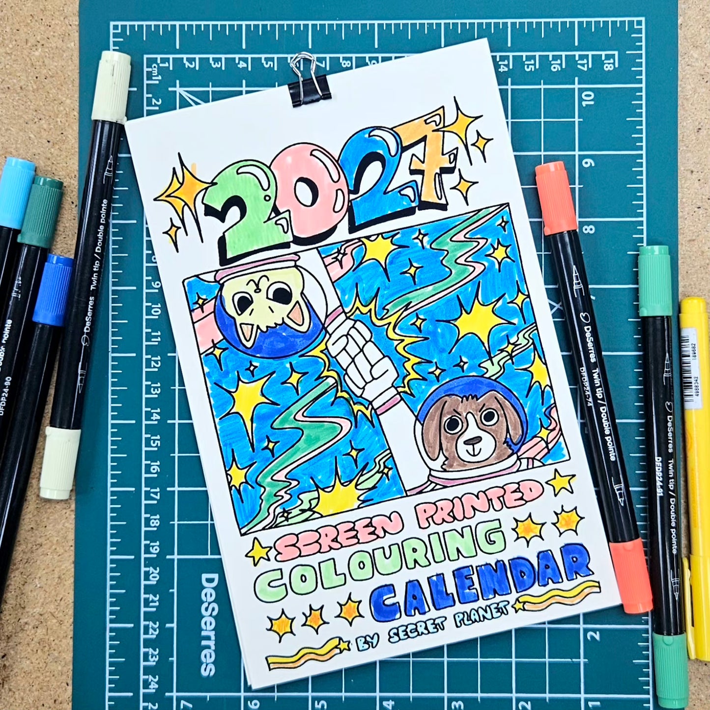 2027 Space Pals 12 Month Colouring Calendar