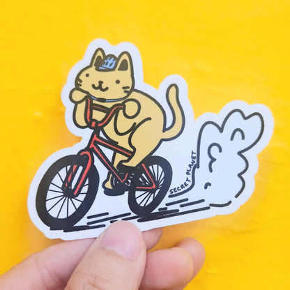 Biker Cat Vinyl Sticker