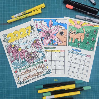 2027 Cats n' Flowers Colouring Calendar