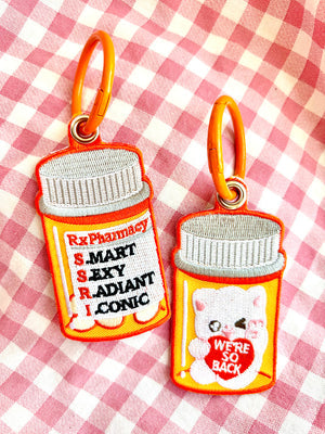 SSRI Medicine Bottle Embroidered Keychain