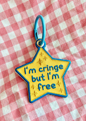 I'm Cringe but I'm Free Star - Embroidered Keychain