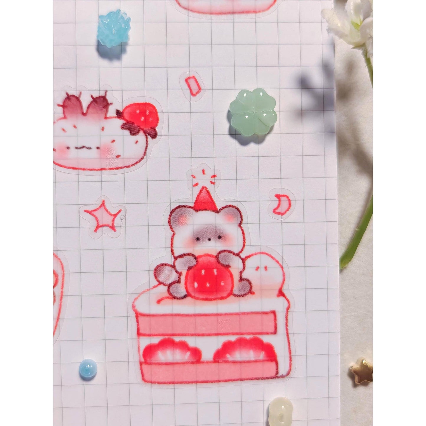 Transparent Munchie Friends Glossy Vinyl Sticker Sheet
