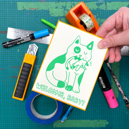 Welcome Baby! Cat Greeting Card