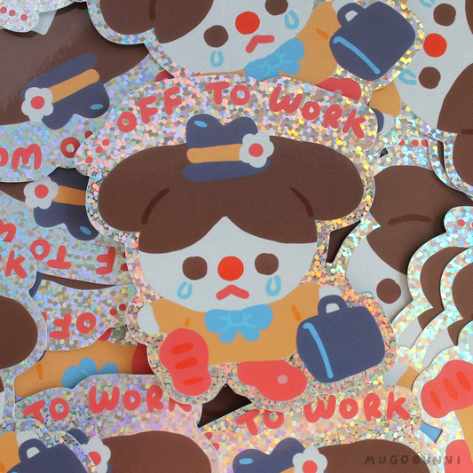 Clown Off to Work Sticker