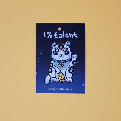 Lucky White Blue Cat Iron-On Patch