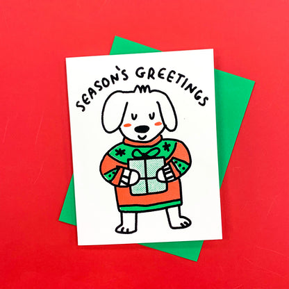 Sweater Dog Season's Greetings Holiday Greeting Card
